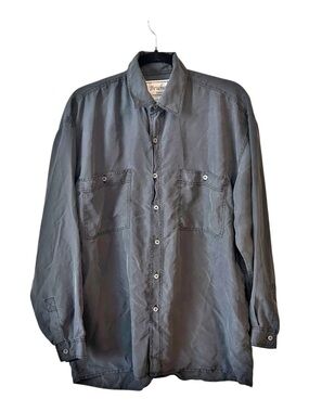Vintage Bruno Designed in Italy 100% Silk Button Down Shirt Men’s SZ M Grey